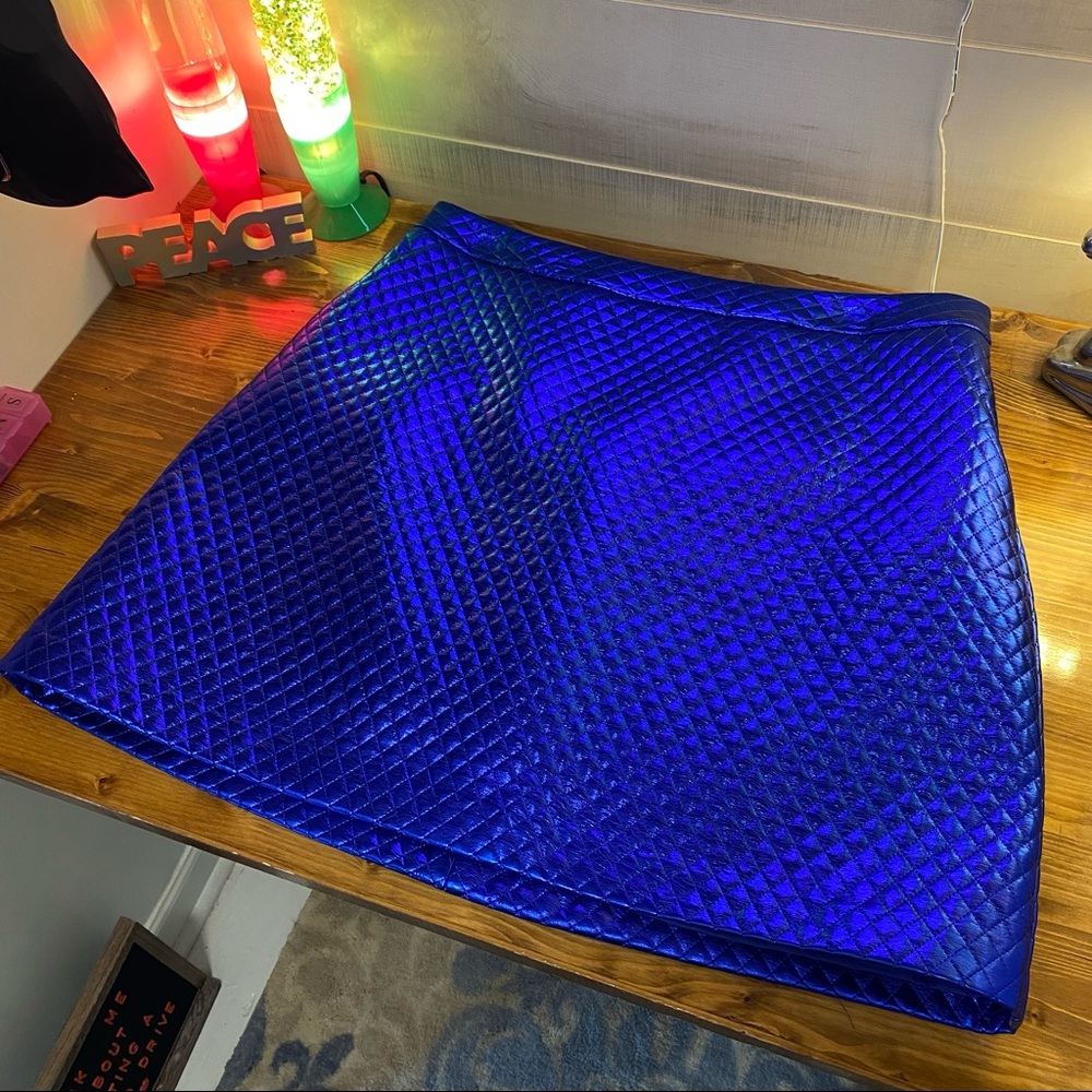Eloquii Metallic Electric Blue Mini Skirt Plus Size 16
